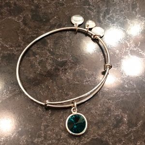 Alex and Ani emerald and silver bracelet